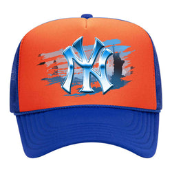 "NY NY" Foam Trucker - Orange/Royal